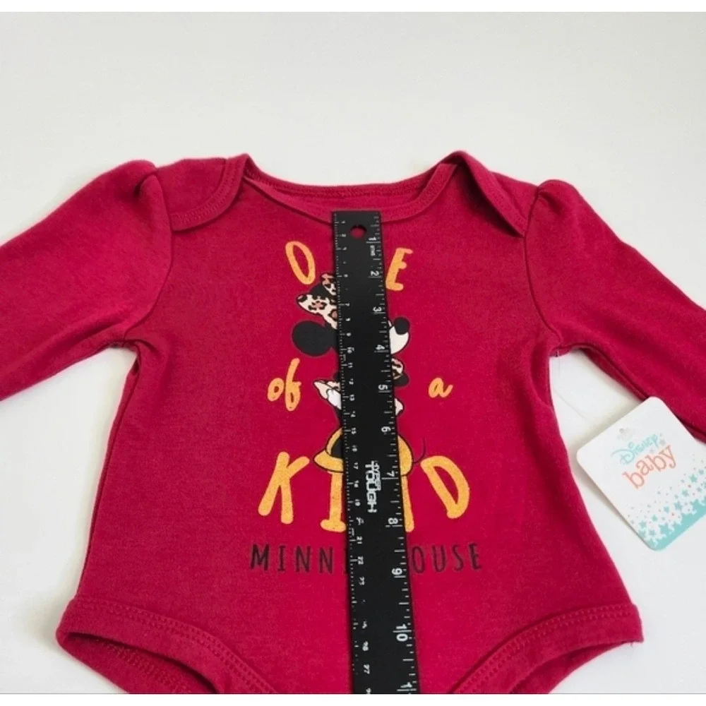 Disney Baby Minnie Mouse 4pc Set Bodysuits Pants 6-9M‎ Red Leopard NWT & EUC
